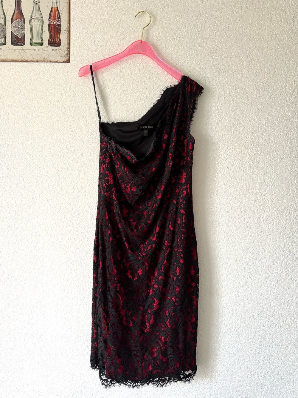 Tadashi Shoji Whimsigoth Formal Red/Black Lace Dress Size 10